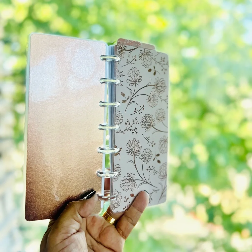 Skinny mini planner rose gold flowers